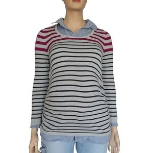 X-Large Gray, Magenta, Blue & Denim Striped Collar